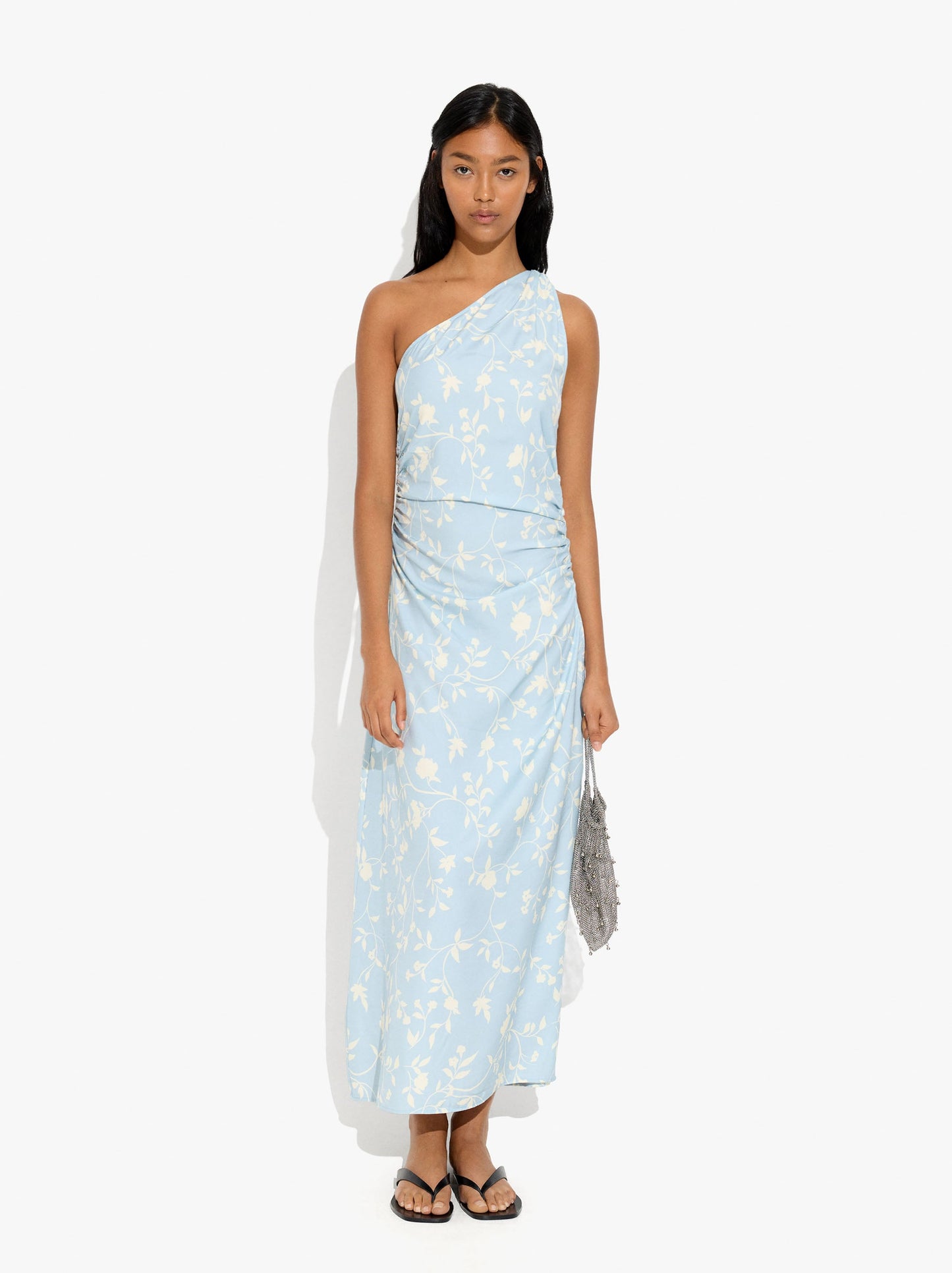 Asymmetric Dress With Floral Printed