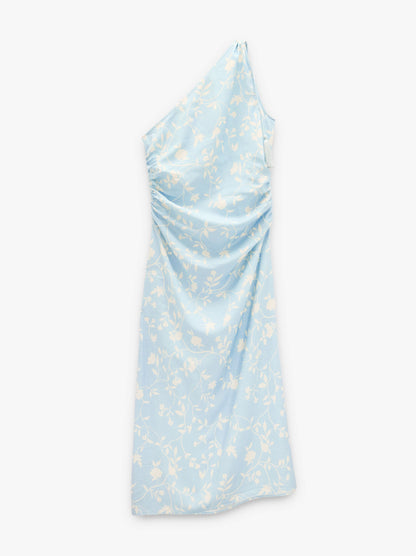 Asymmetric Dress With Floral Printed