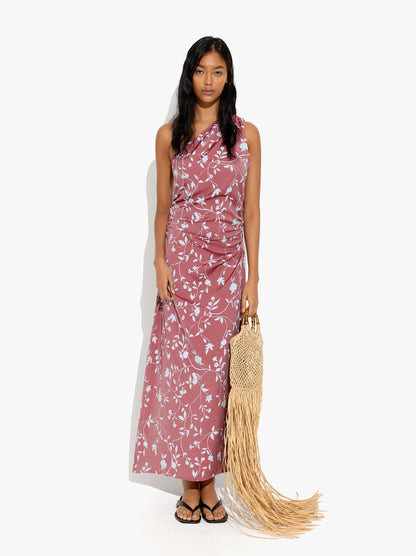 Asymmetric Dress With Floral Printed