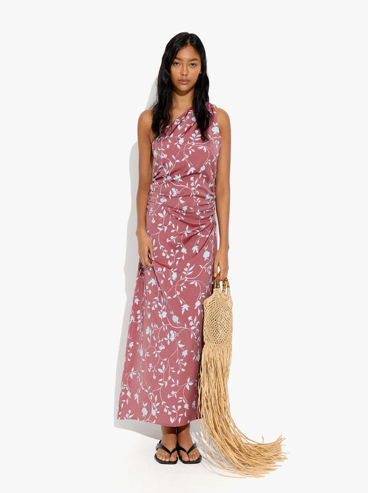 Asymmetric Dress With Floral Printed