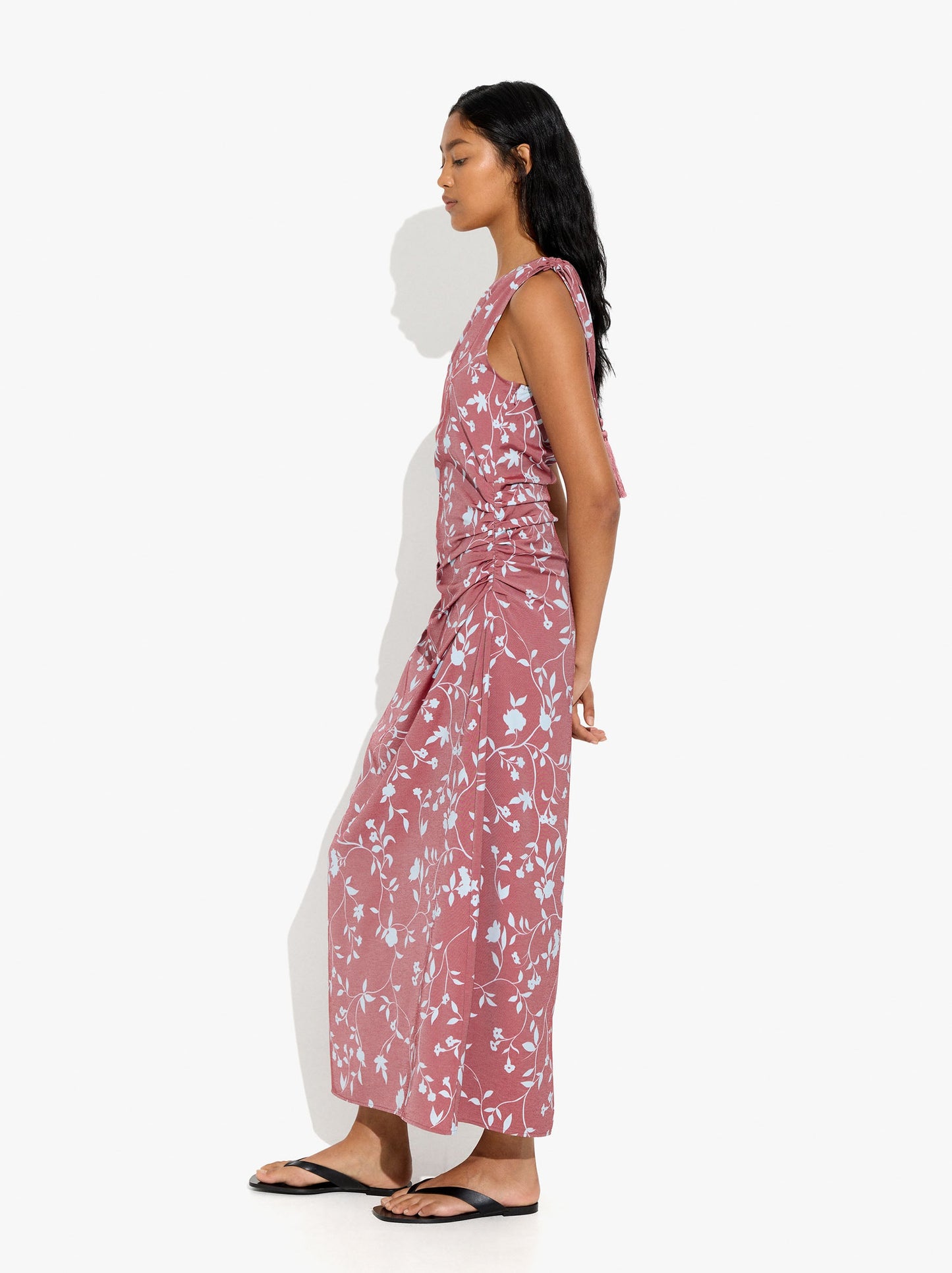Asymmetric Dress With Floral Printed