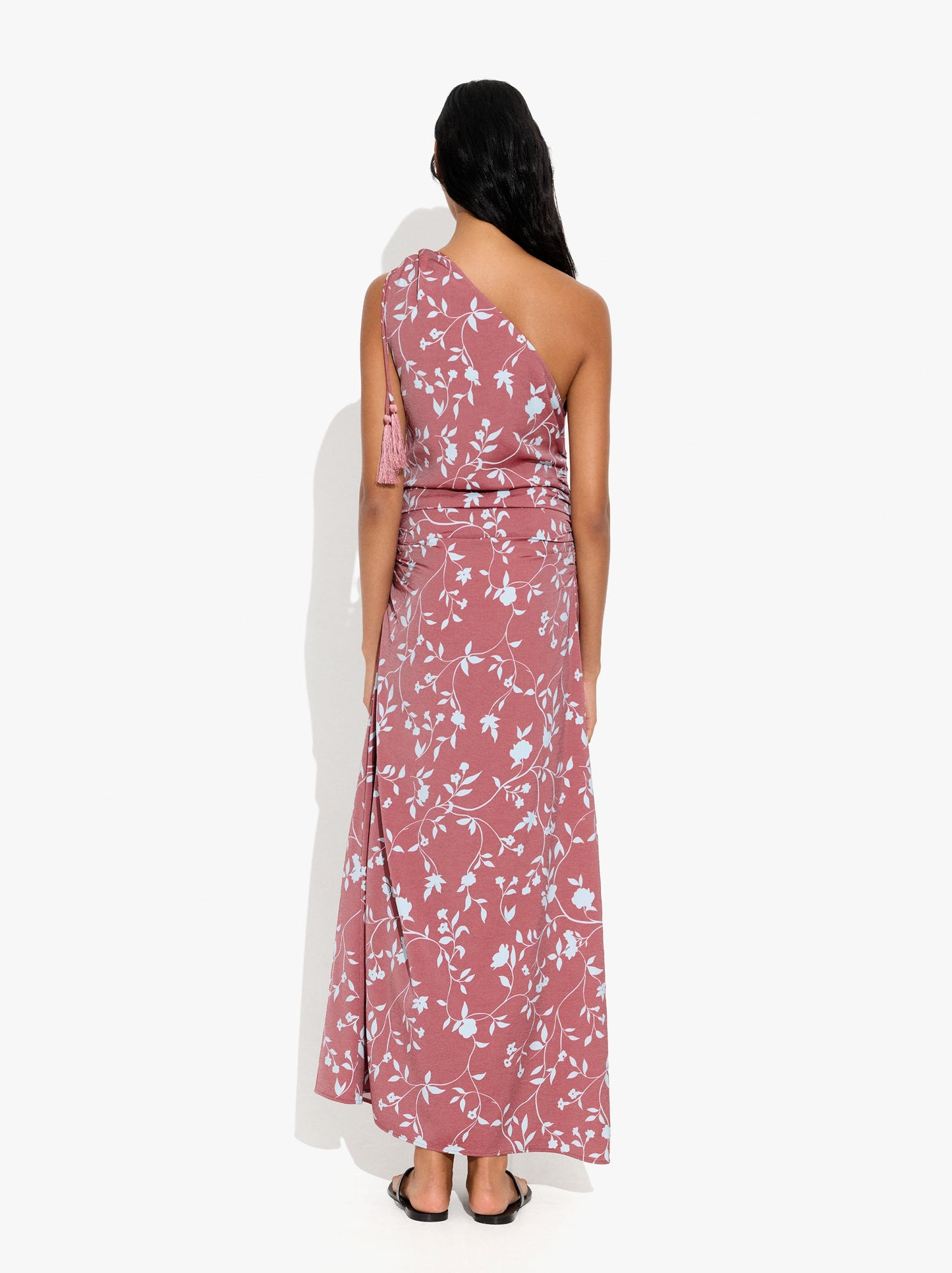 Asymmetric Dress With Floral Printed