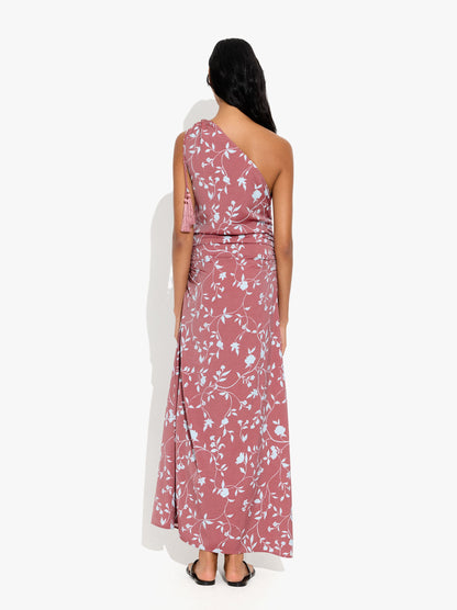 Asymmetric Dress With Floral Printed