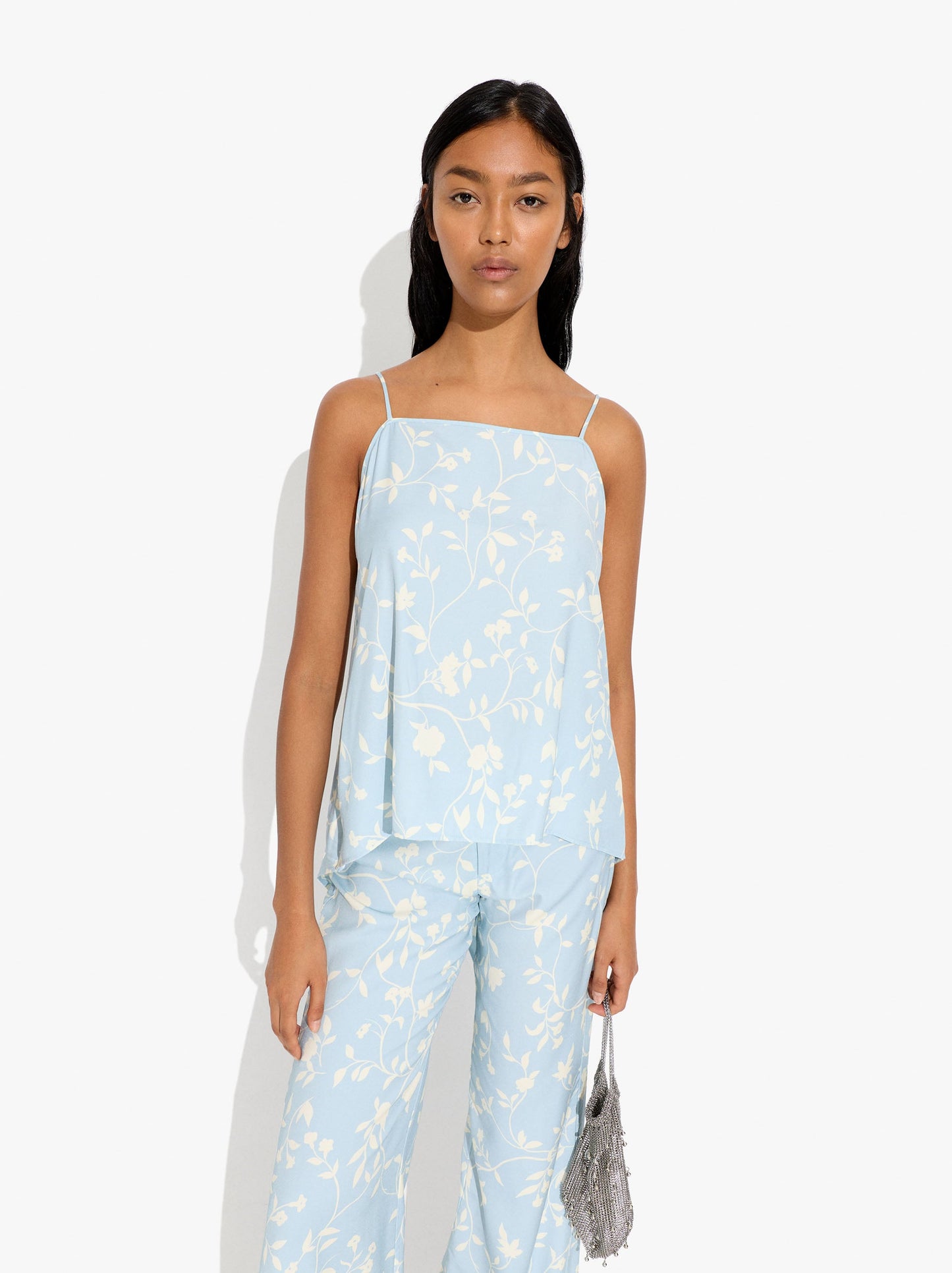 Floral Printed Strap Top
