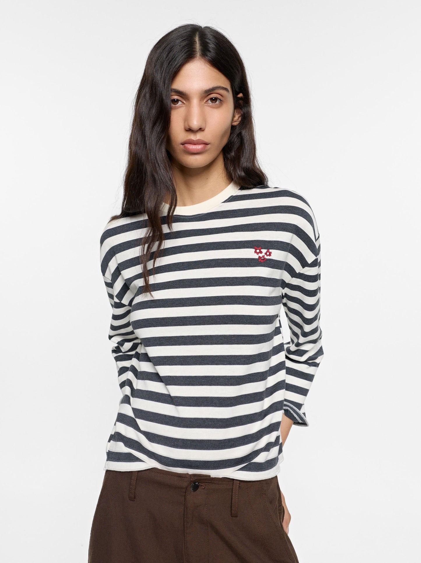 T-Shirt With Stripes And Long Sleeves