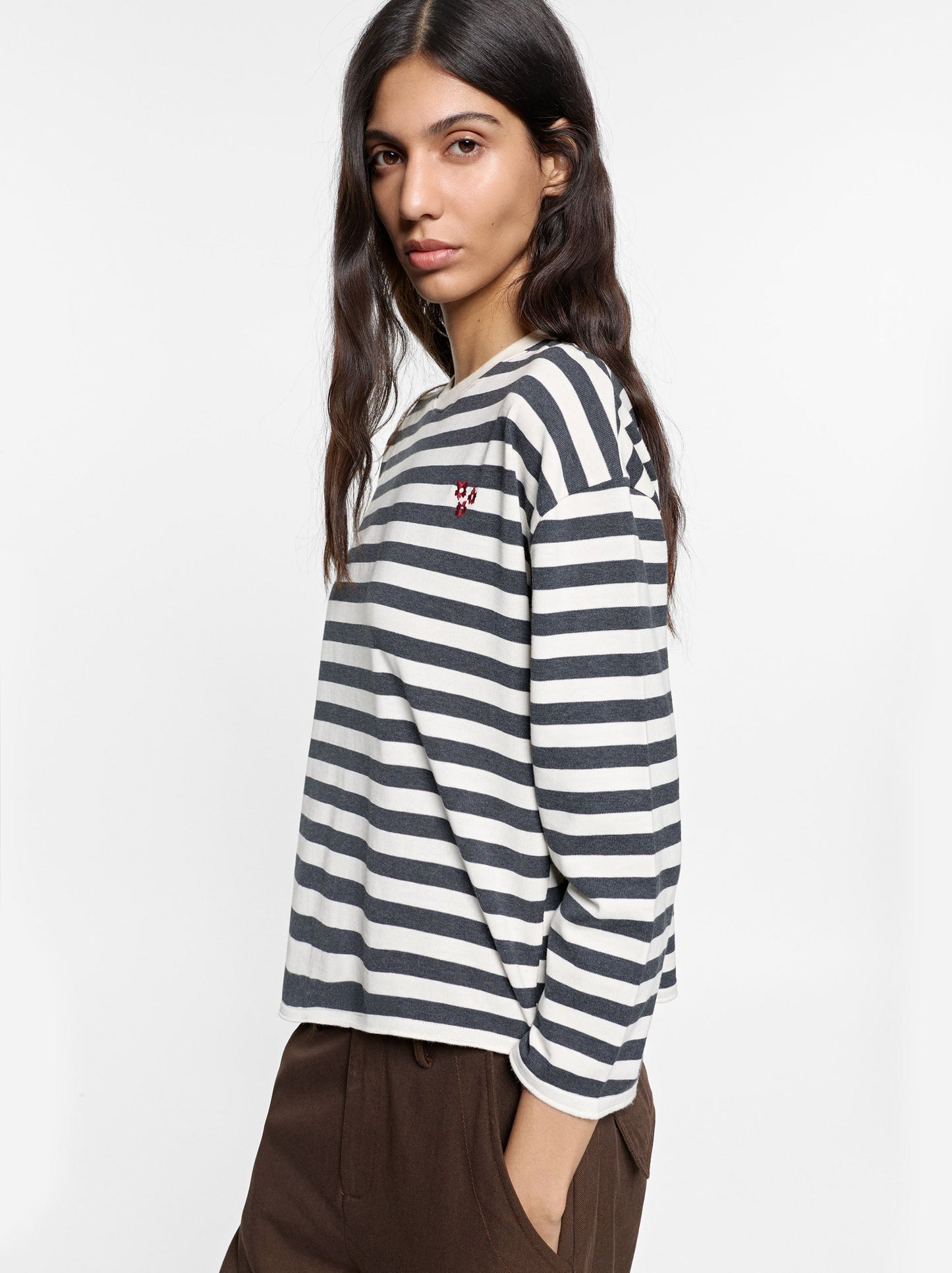 T-Shirt With Stripes And Long Sleeves