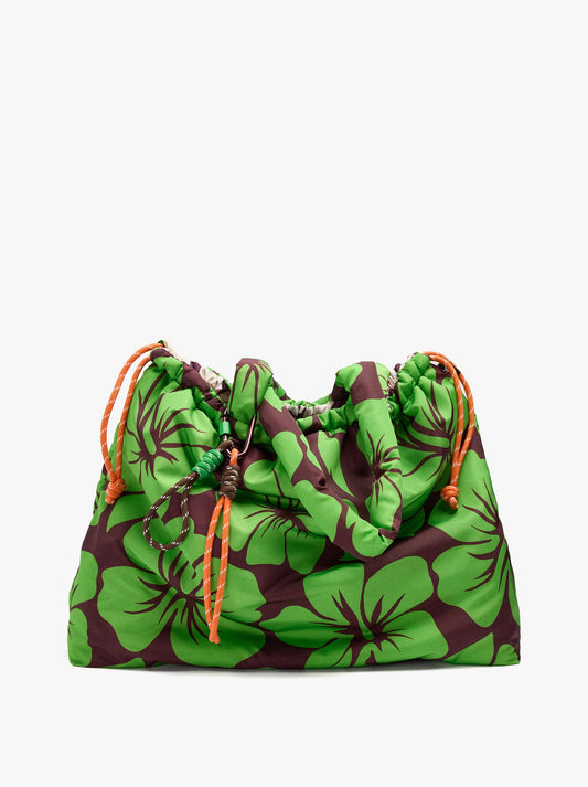 Nylon Shopper Bag Printed With Floral