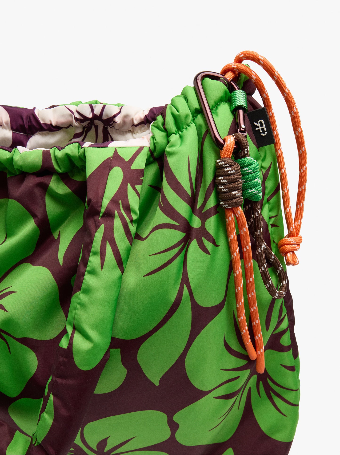 Nylon Shopper Bag Printed With Floral