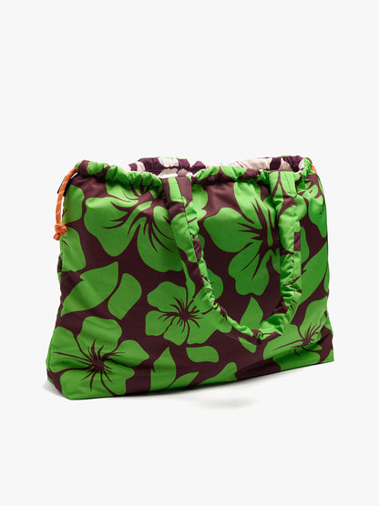Nylon Shopper Bag Printed With Floral