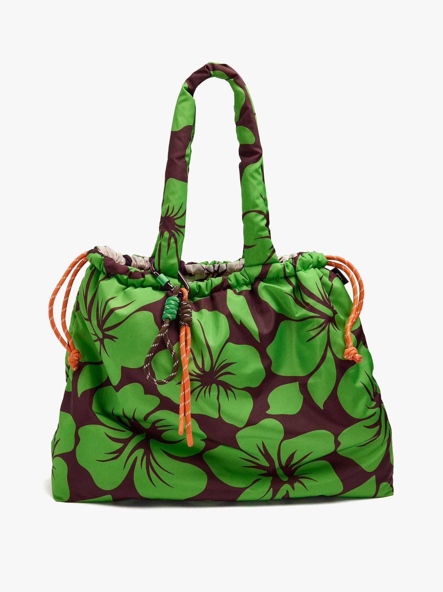 Nylon Shopper Bag Printed With Floral