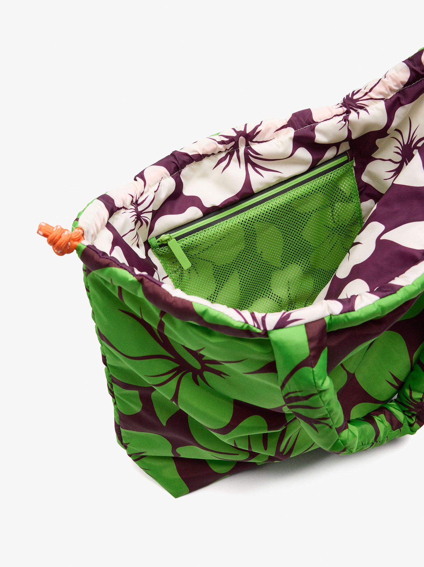 Nylon Shopper Bag Printed With Floral