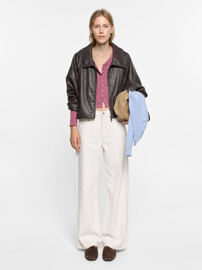 Leather-Effect Jacket With Versatile Collar