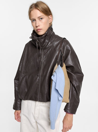 Leather-Effect Jacket With Versatile Collar