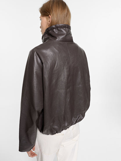 Leather-Effect Jacket With Versatile Collar
