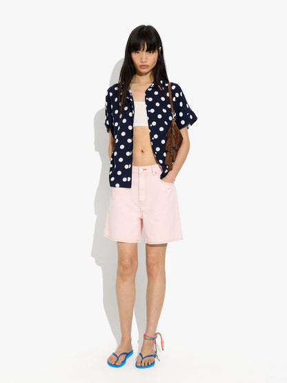 Short-Sleeved Shirt With Printed Polka Dots