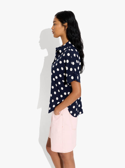 Short-Sleeved Shirt With Printed Polka Dots