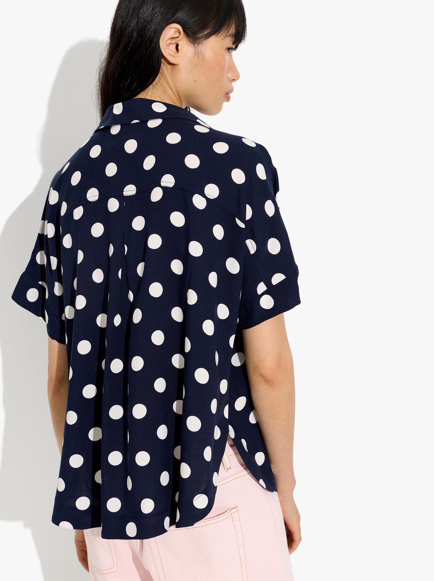 Short-Sleeved Shirt With Printed Polka Dots