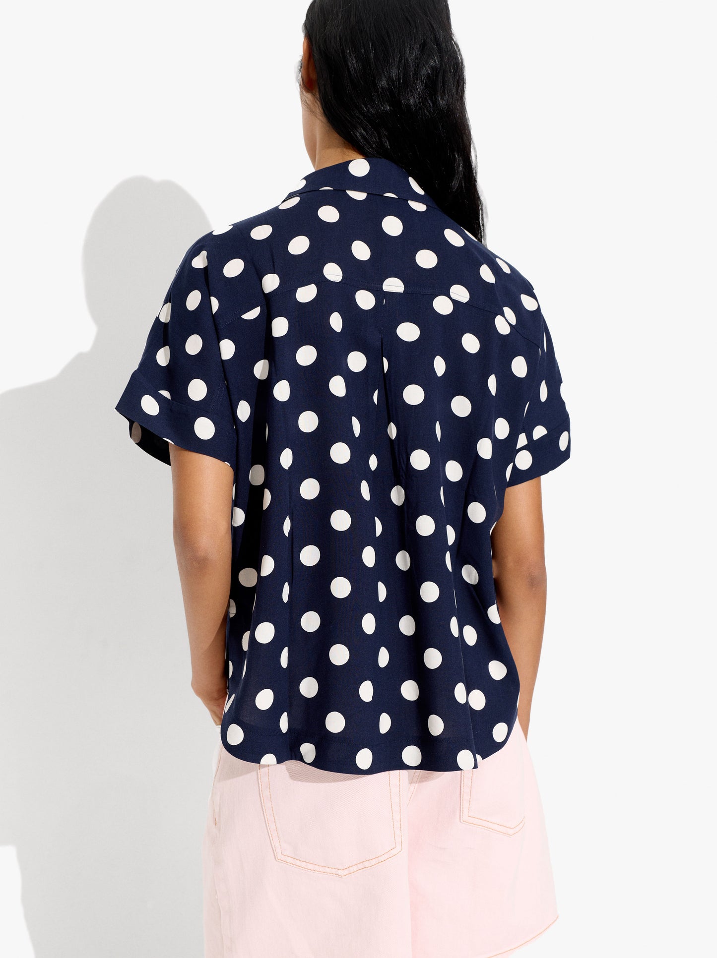 Short-Sleeved Shirt With Printed Polka Dots