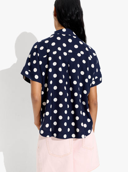 Short-Sleeved Shirt With Printed Polka Dots