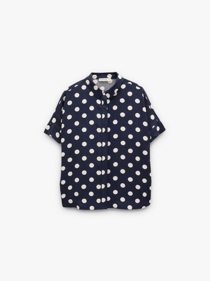 Short-Sleeved Shirt With Printed Polka Dots