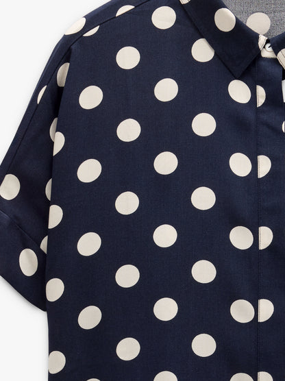 Short-Sleeved Shirt With Printed Polka Dots