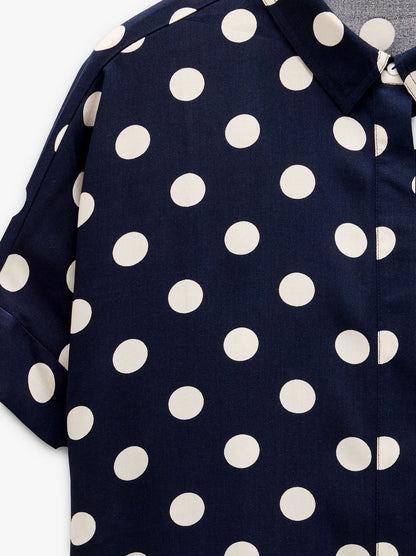 Short-Sleeved Shirt With Printed Polka Dots