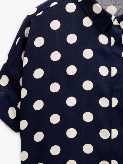 Short-Sleeved Shirt With Printed Polka Dots