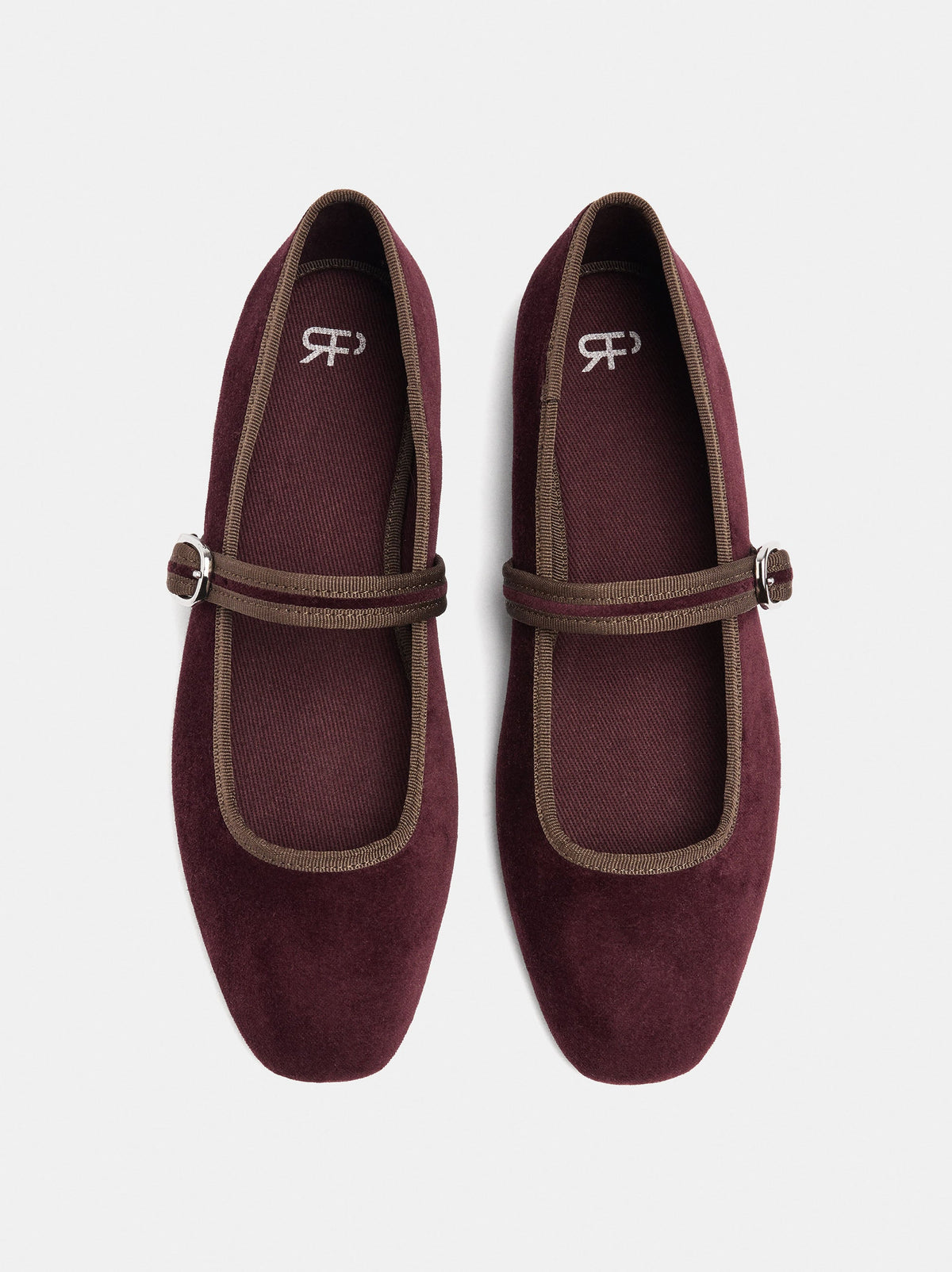 Velvet-Effect Ballet Flats With Strap