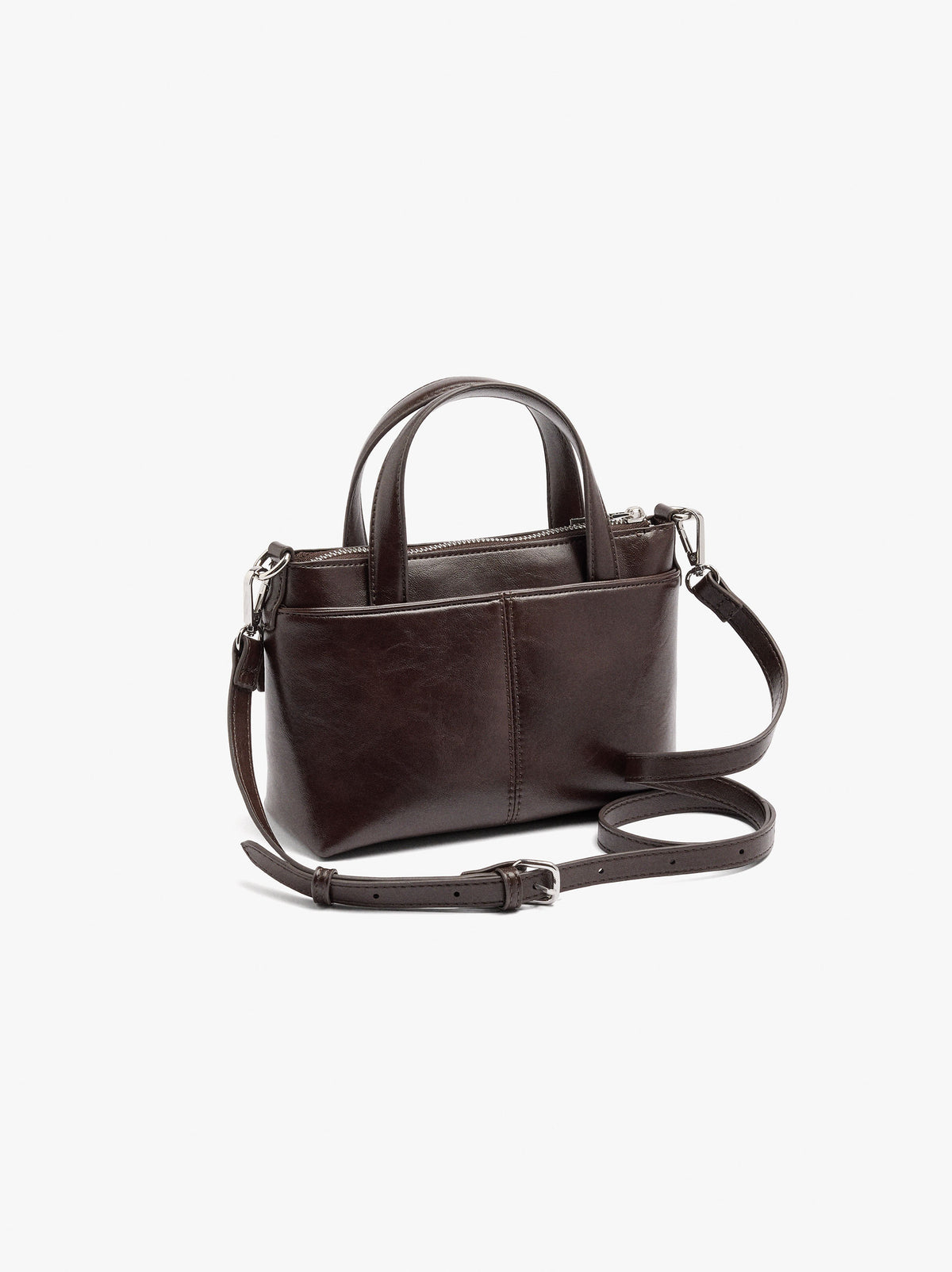 Tote Bag With Leather-Effect Flap And Crossbody Strap