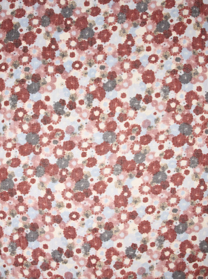 Square Floral-Printed Scarf With Tassels