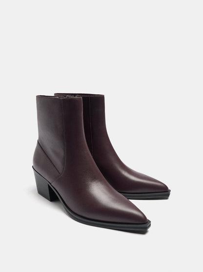 Cowboy-Style Leather Ankle Boots
