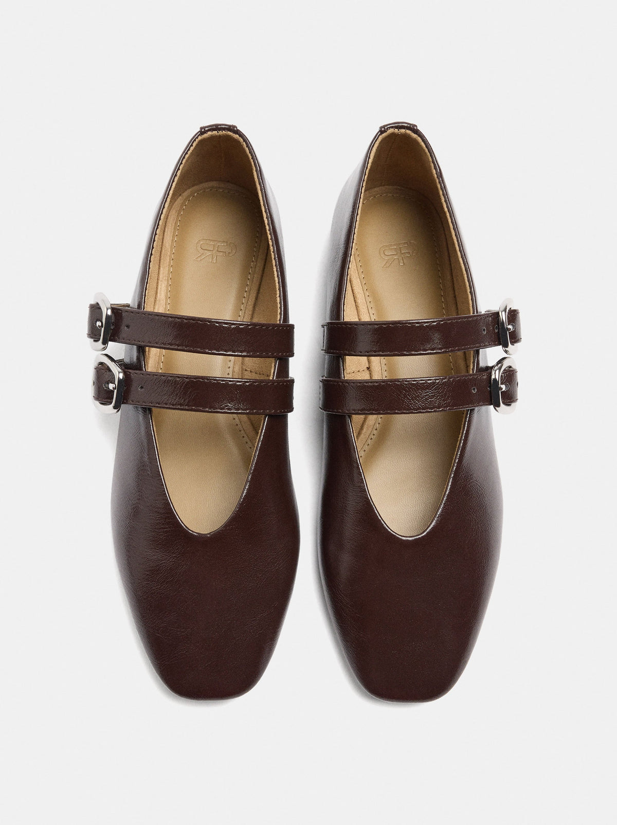 Leather-Effect Ballet Flats With Double Strap