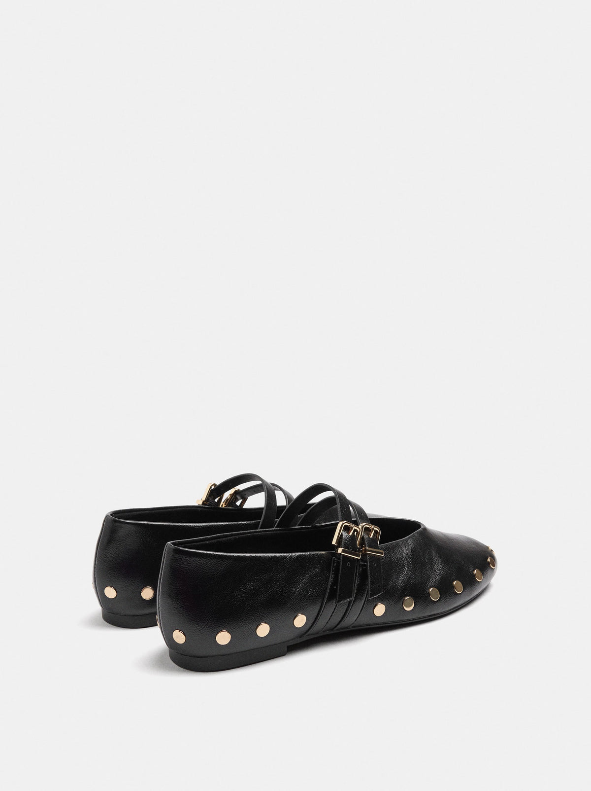 Ballet Flats With Studs And Double Strap