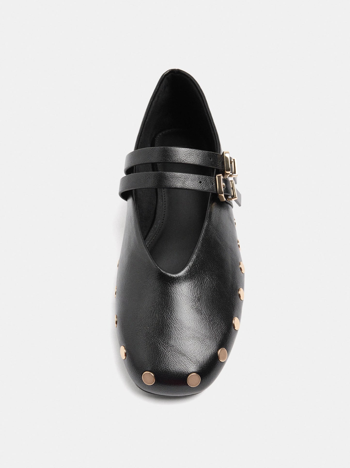 Ballet Flats With Studs And Double Strap