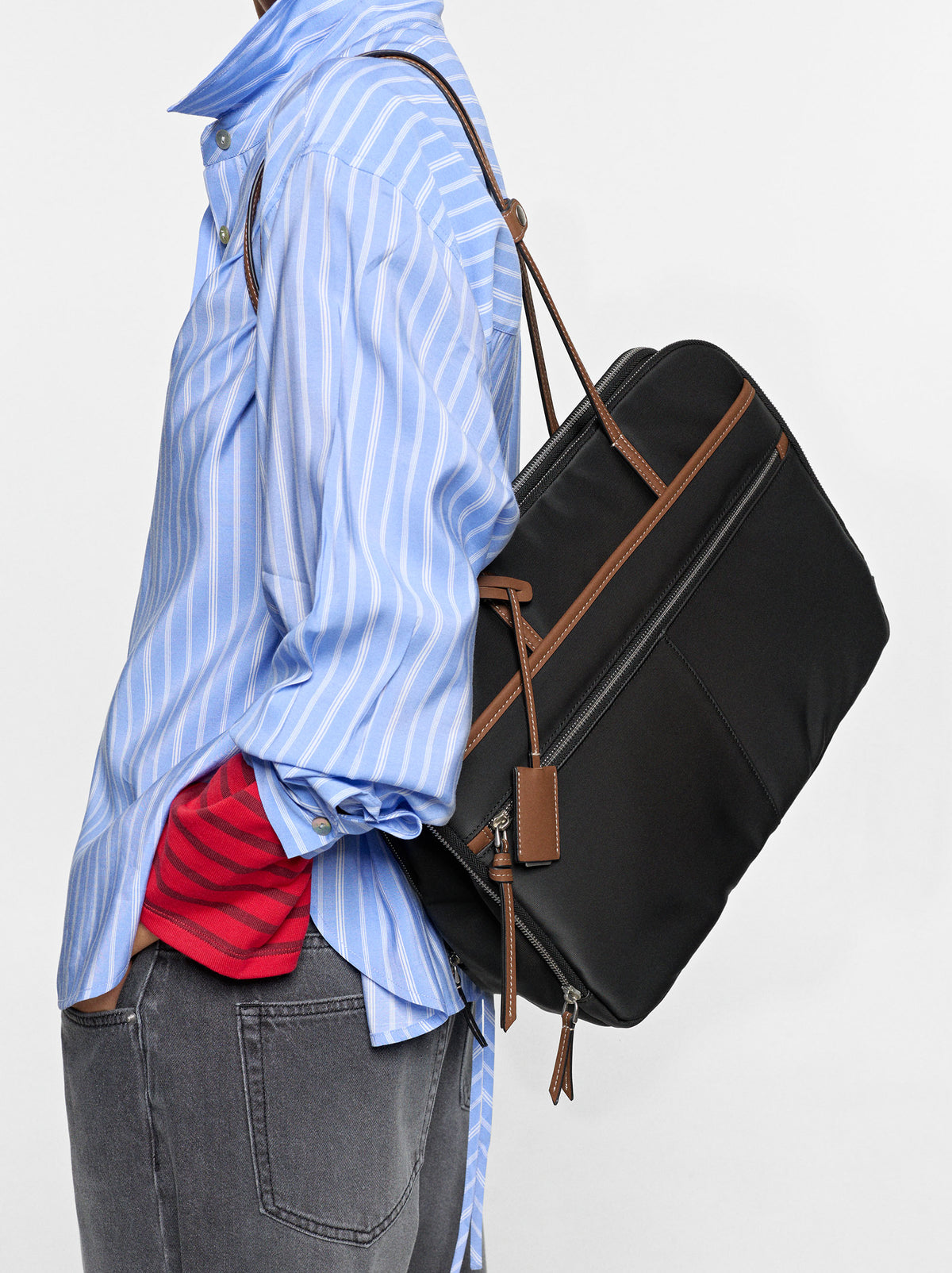 15" Laptop Bag With Nylon Effect