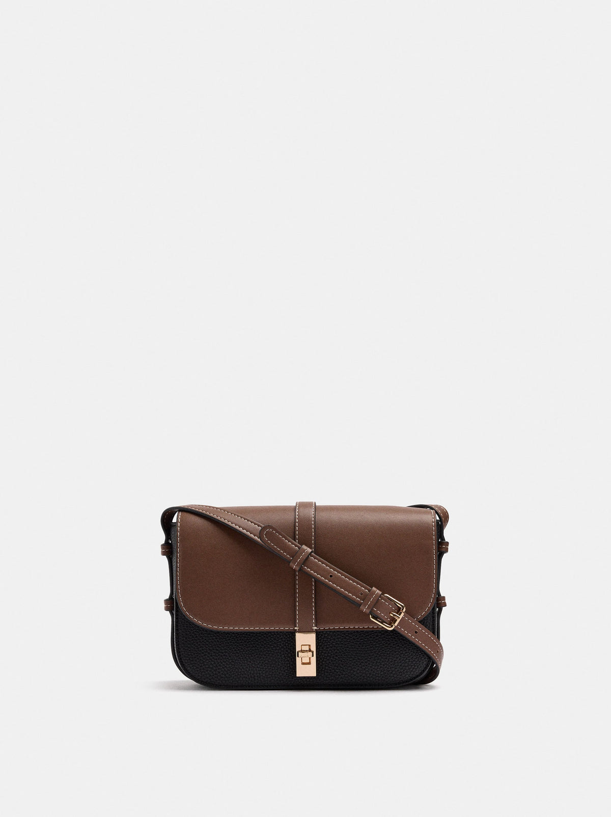 Color Block Crossbody Bag With Flap