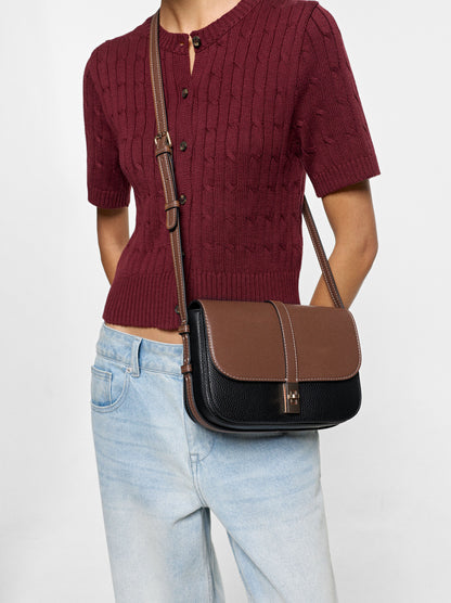 Color Block Crossbody Bag With Flap