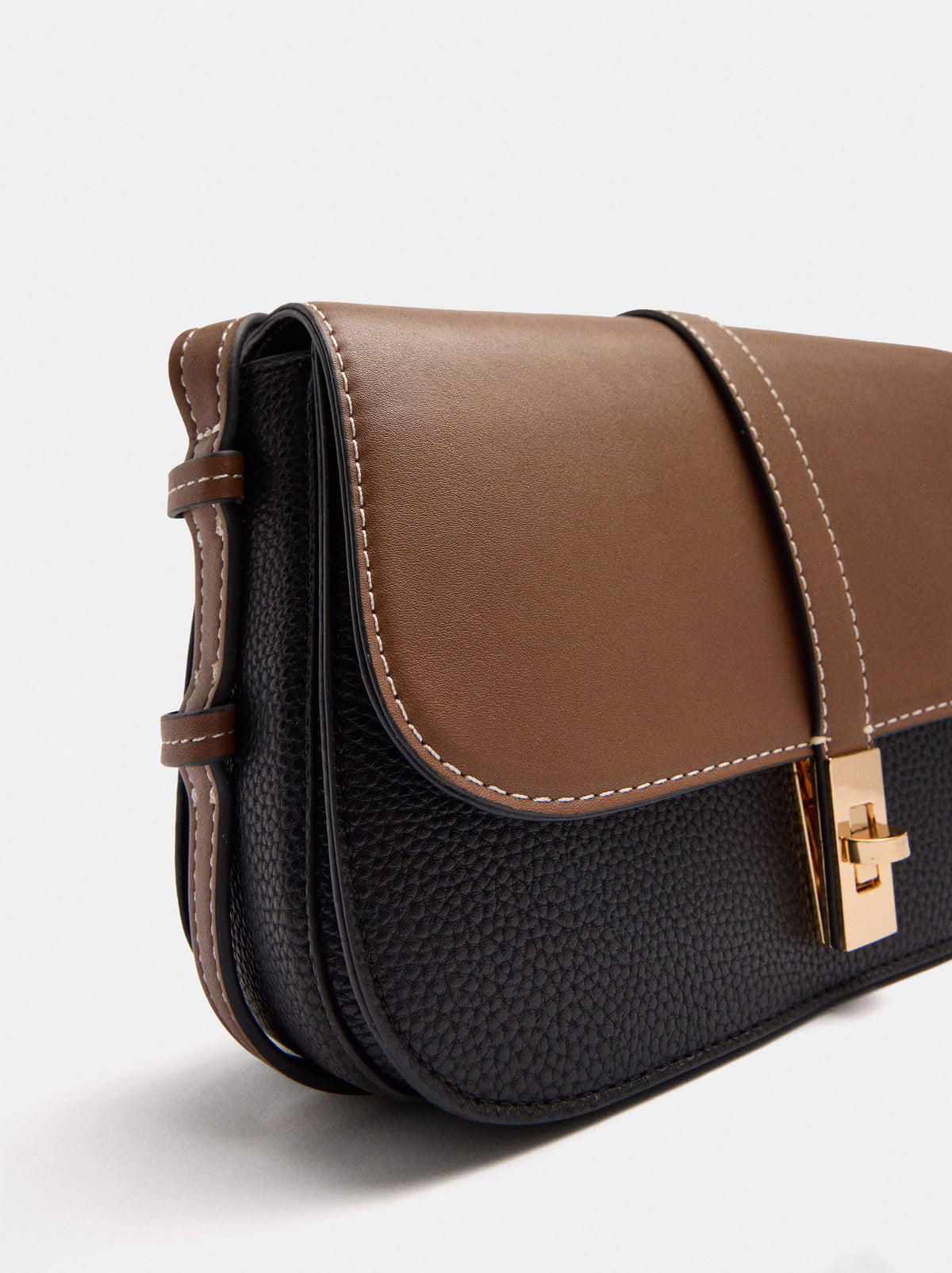 Color Block Crossbody Bag With Flap