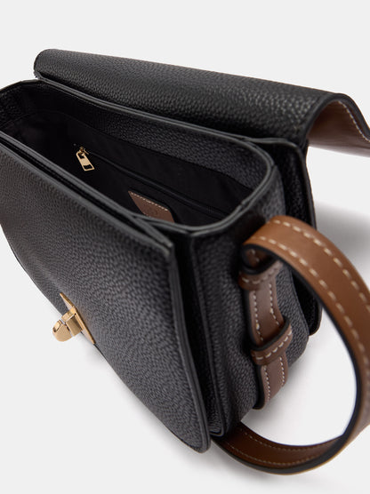 Color Block Crossbody Bag With Flap
