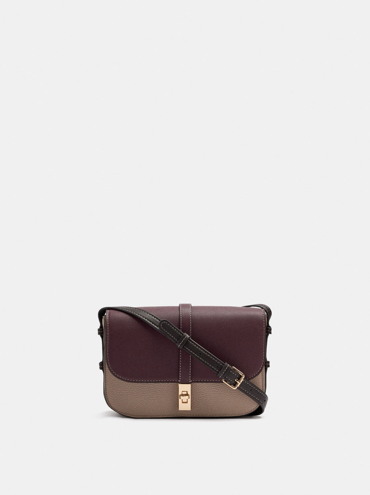 Color Block Crossbody Bag With Flap