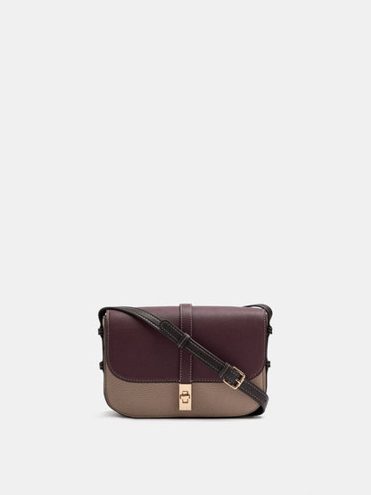 Color Block Crossbody Bag With Flap