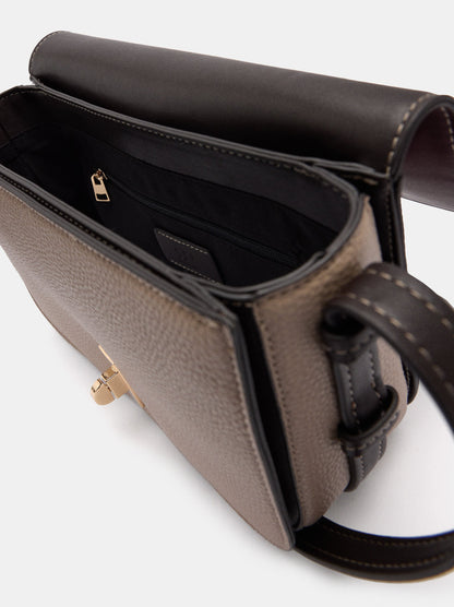 Color Block Crossbody Bag With Flap