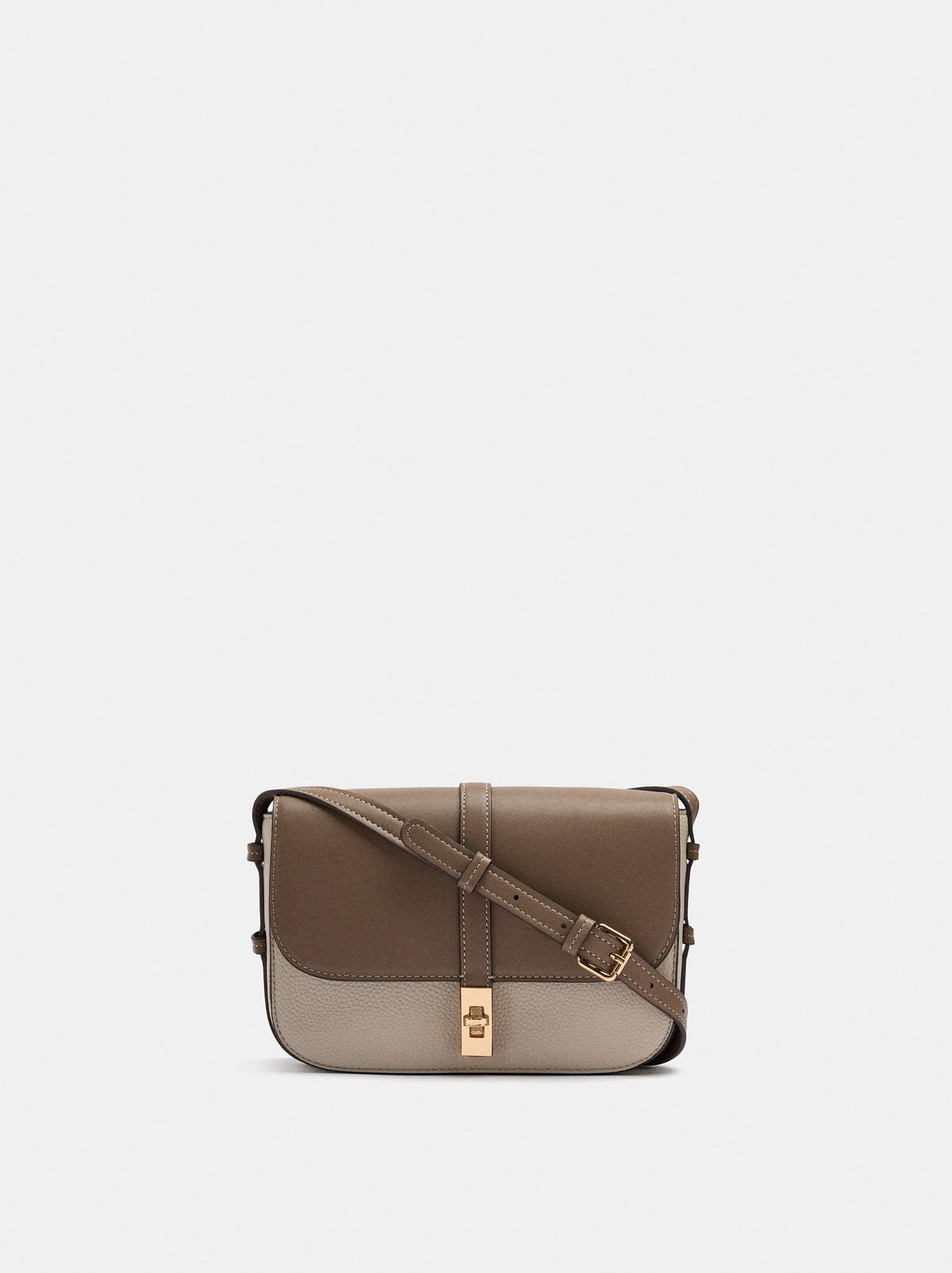 Color Block Crossbody Bag With Flap
