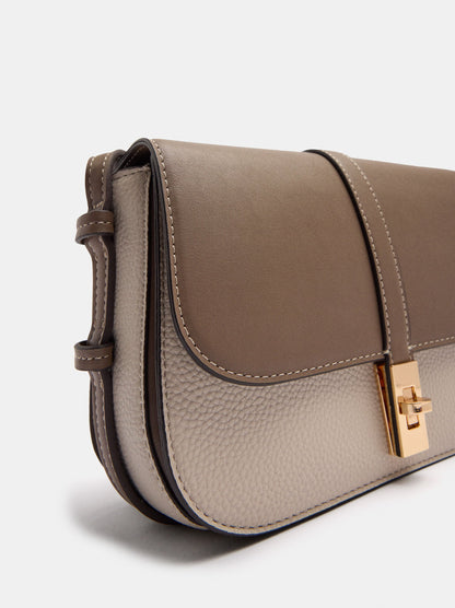 Color Block Crossbody Bag With Flap