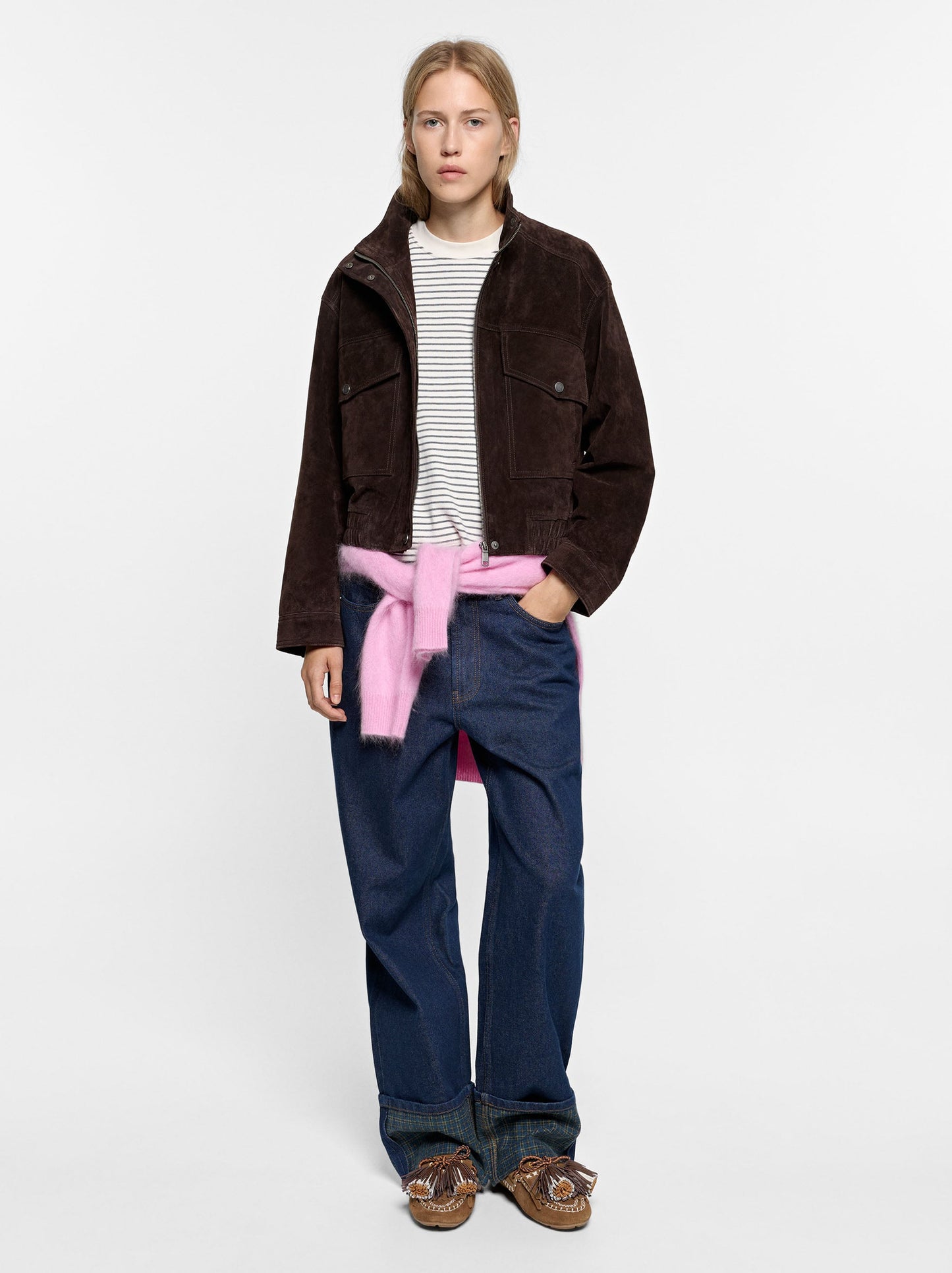 Leather Jacket With High Neck