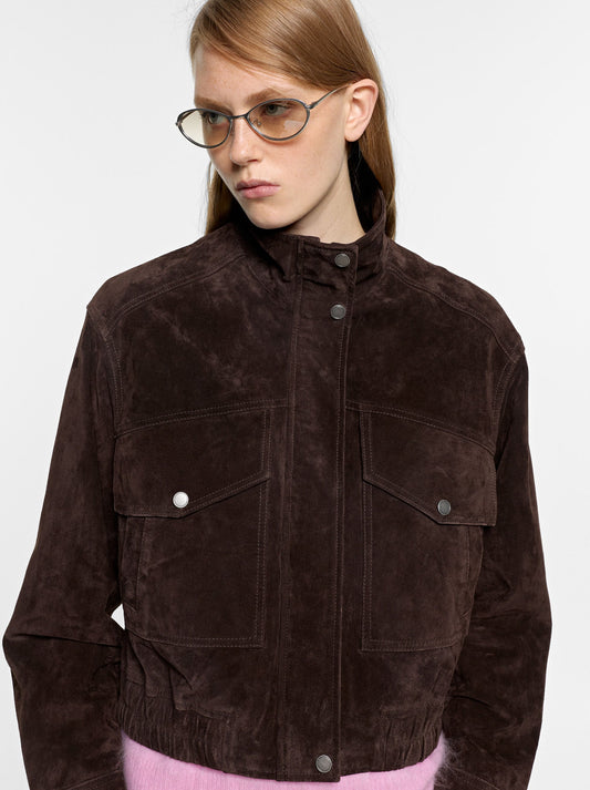 Leather Jacket With High Neck