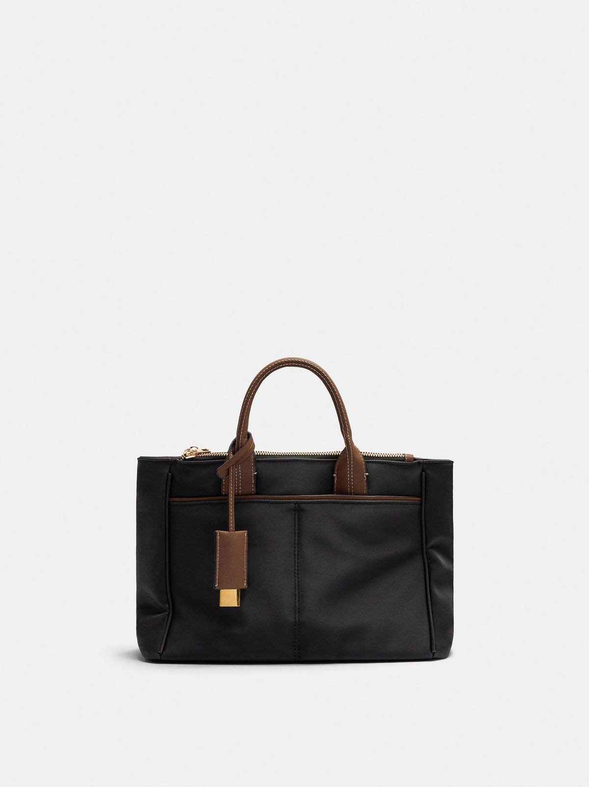 Nylon-Effect Tote Bag With Charm