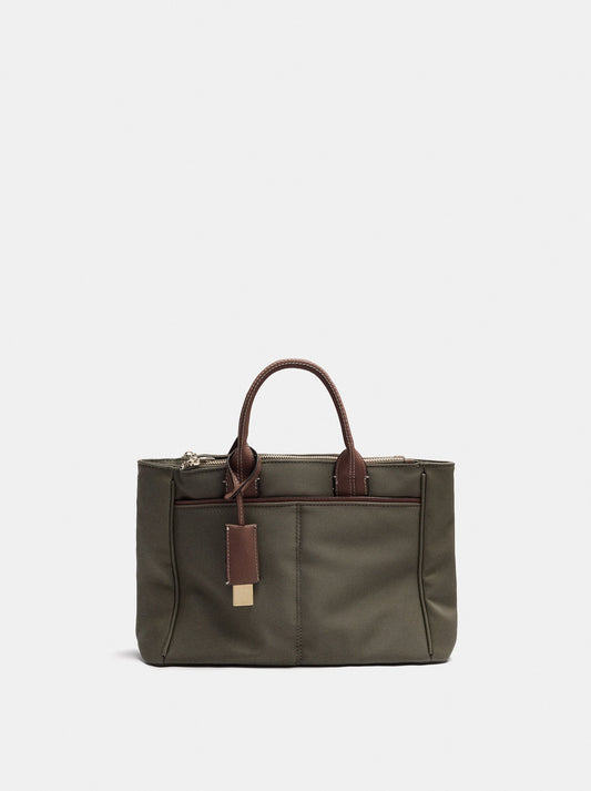 Nylon-Effect Tote Bag With Charm