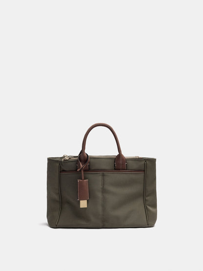Nylon-Effect Tote Bag With Charm