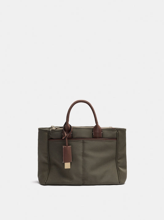 Nylon-Effect Tote Bag With Charm
